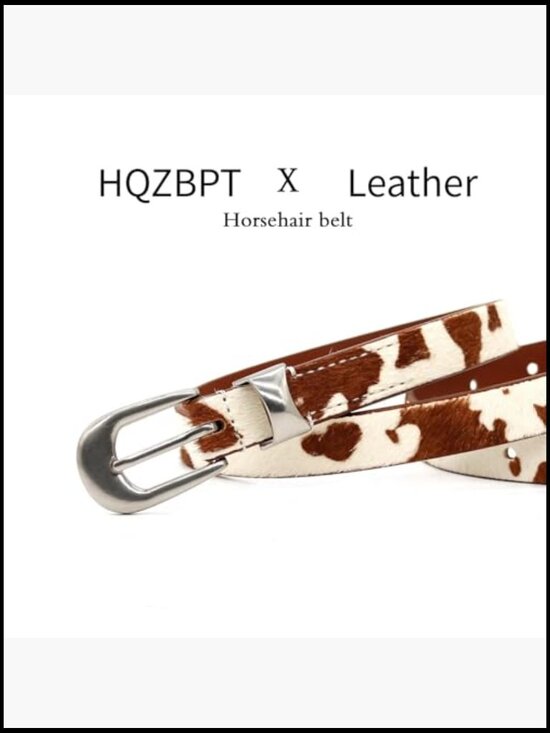 Genuine Cowhide Leather Belt with Horsehair Pattern Western Style